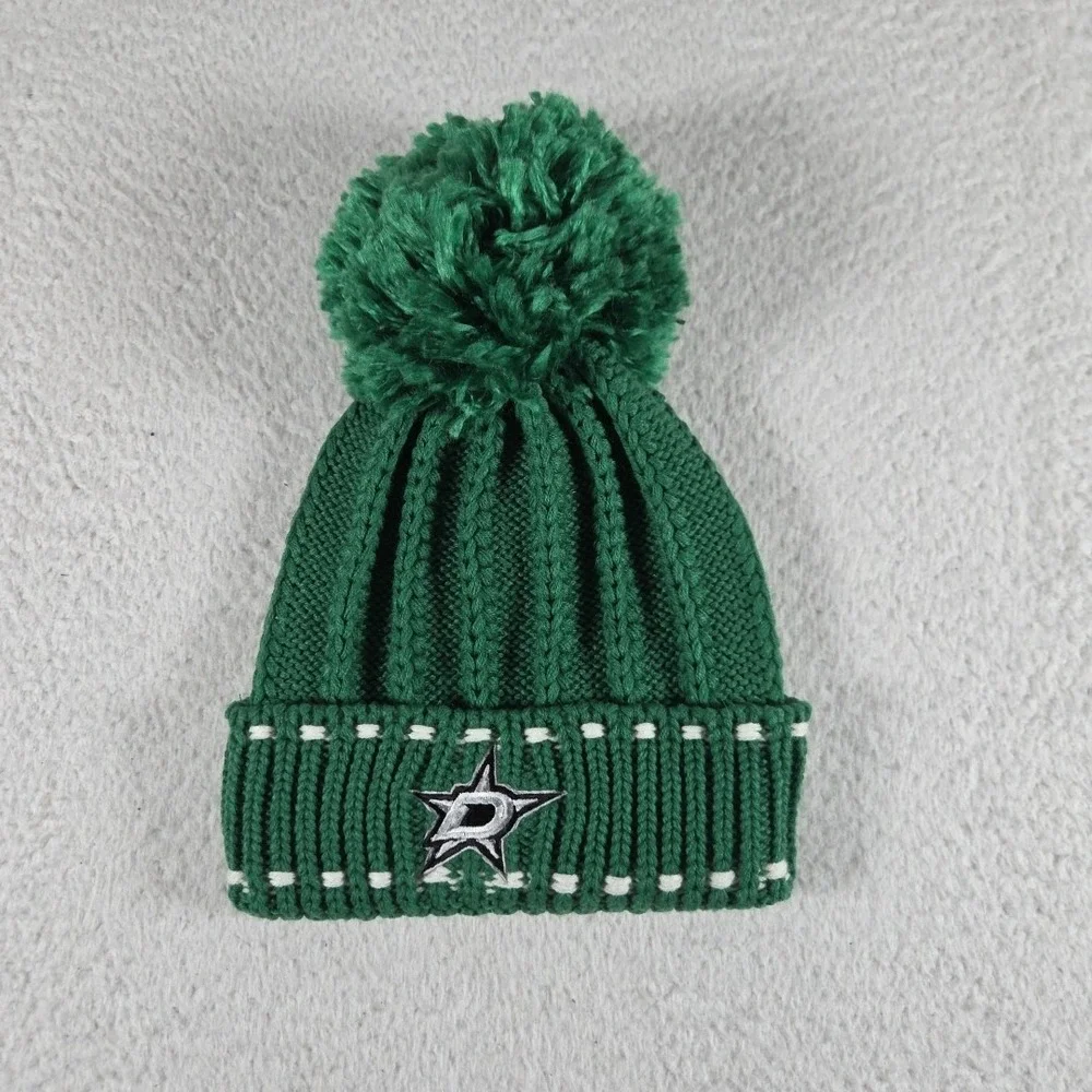 Dallas Stars Knit Beanie Cuffed Knit Pom Pom NHL Green